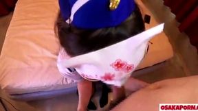 Amateur Asian Police Cosplay Girl Masturbates for Orgasm Wear Tights Pantyhose Blowjob