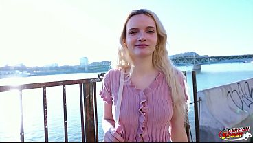 GERMAN SCOUT - Skinny German Teen Amber Kawaii get leg shaking Orgasm at Casting Sex