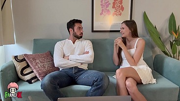 Shy Brunette Stacy Cruz Gets Passionate Sex on Couch After Breakup
