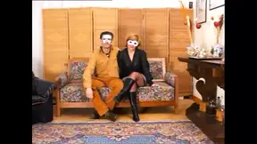 Busty Masked MILF Fucked and Cummed on Hairy Pussy by Huge Amateur Cock