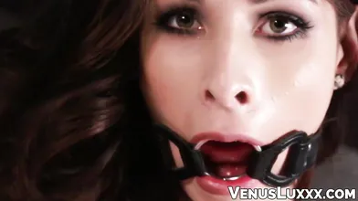 Trans Alexa scout sucks her giant black dildo before filling her ass