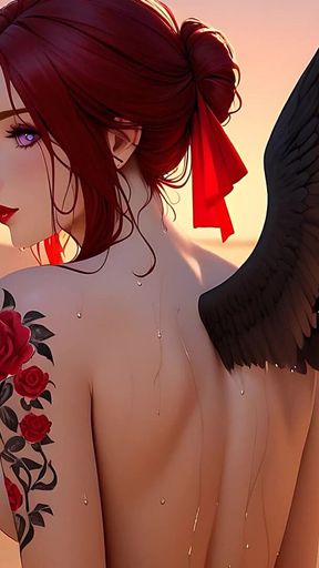 Mesmerizing Nude Futanari with Purple Eyes Teased by Handsome Man in Moonlit Desert