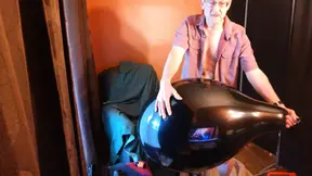 115) Jerk Off on Big Round Black Balloon, step Daddy, Cum, Pop!