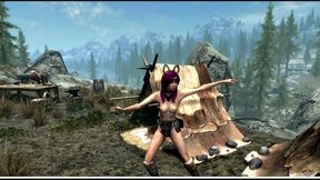 Bare-Breasted ErikasV2 Dances Seductively in Summer-Time Skyrim Animation