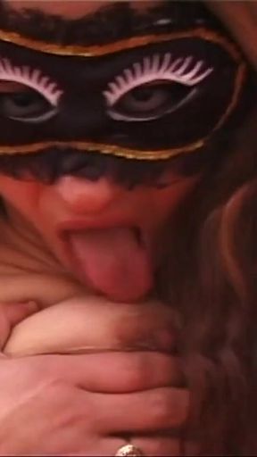 Horny Masked MILF Wife Amateur Fingers Her Hairy Pussy in Front of Her Watcher Husband