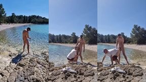 hiker catches a guy getting naked on a beach and he gets his ass fucked by him