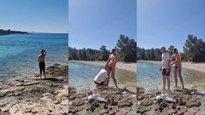 hiker catches a guy getting naked on a beach and he gets his ass fucked by him