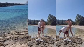 hiker catches a guy getting naked on a beach and he gets his ass fucked by him