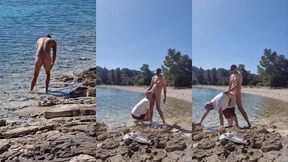 hiker catches a guy getting naked on a beach and he gets his ass fucked by him