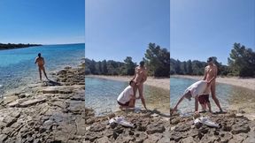hiker catches a guy getting naked on a beach and he gets his ass fucked by him