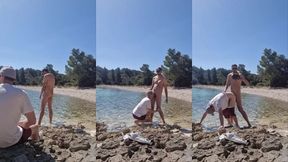 hiker catches a guy getting naked on a beach and he gets his ass fucked by him