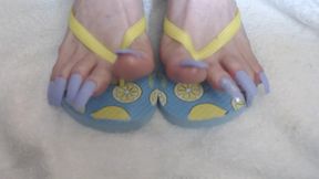 Lavender long long toenails wiggle wave