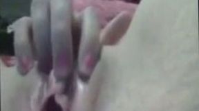 Very nice shaved teen pussy of a pale skin girl closeup on webcam