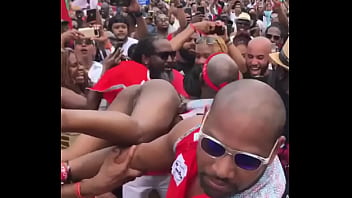 Pantyless Girl throws herself into Carnival crowd in Trinidad and Tobago