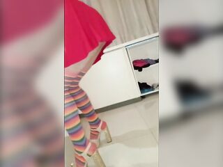 lolass36 In Skirt, Jock Thrilled In Mirror Reflection