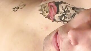 Tattooed chainsmoker teen stroke his hard huge cock