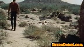Gays from the past lick their balls after a throatfuck of 69 in the desert