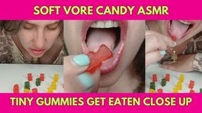 Soft Vore Candy ASMR Tiny Gummies Get Eaten Close Up