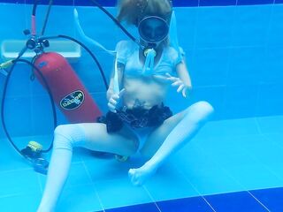 Golden-haired Slender wetlook scuba Recent scene w49