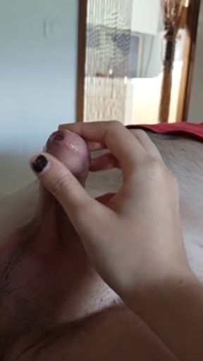 She teases his slave for 15 minutes and lets him cum only in the end! (Onlyfans: Mistress Darkshine)