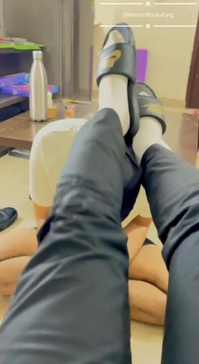 Trampling and kicking this sub with my Nike Slides while he begs for mercy #findom #paypig #cashmaster