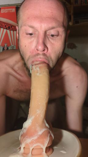Another deep down the throat dildo action