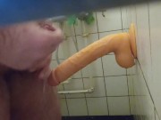 Solo male extra thick dildo - first time opening and using this monster realistic cock