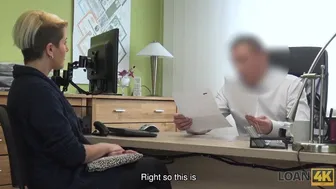 Rude agent fucks young blonde Lussy in POV for a big loan during casting