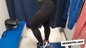 Fit teen girl in workout leggings strips POV