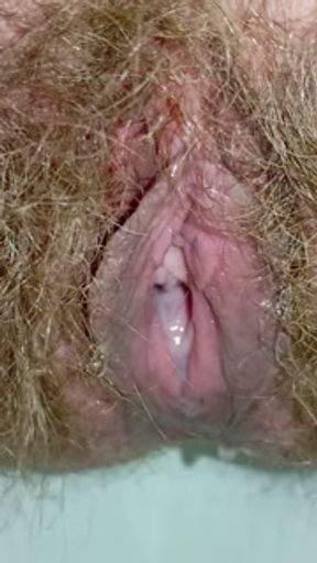Super Close-Up View of Spreaded Peeing Hairy Pussy 💦 Up Close Pissing Fetish