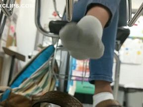 Candid feet in socks