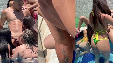suruba na piscina com as gostosas