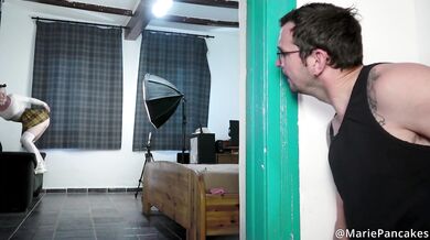 Perverted stepbro caught jerking off to stepsis facial