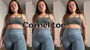 Camel toe with blue leggings