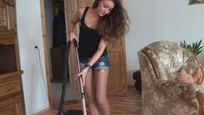 Vacuuming Balloon Shreds And Feet In Tights HD-480