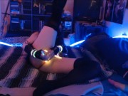 Raver Femboy Stuffs Ass With Glowsticks