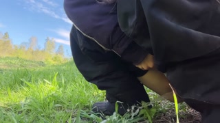 Teen wet pissing in nature