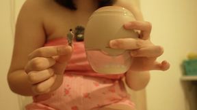 Giantess Milk Pumping Her Huge Breasts Tiny Man Trapped in a Milk Bath