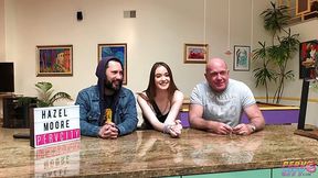 Hazel Moore took off her school uniform and got down and dirty with a guy, in front of the camera