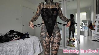"Sheer Black Lingerie and gym tights try on Haul Melody Radford Onlyfans"
