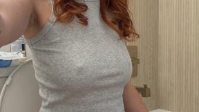 Cherry candle doing pee! Watch me sitting on the toilet