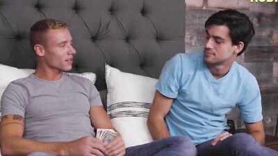 Handsome young studs give deepthroating blowjobs and fuck balls deep