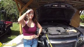 Latina wife gets her big ass pounded outside by mechanic