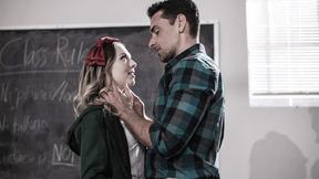 ”Petite blonde teen pounded by mature prof after drama practice”