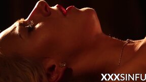 Hot sensual blonde sucking big dick before riding it hard
