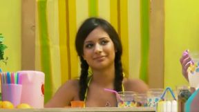 Classy dusky latina Jynx Maze is getting wild when receiving a cumshot on her face in public