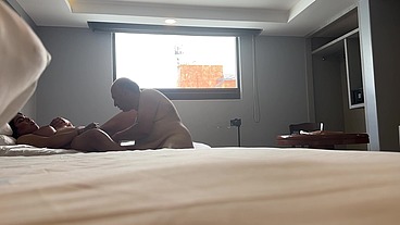 Latina with Big ass and Large boobs fuck big fat guy