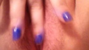 Watch my kinky wifey tickling her soaking sweet pussy in close-up view