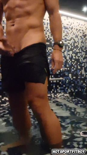 Risky Masturbation in Luxury Public Spa Sauna - Big Hard Cock Jerk to Huge Cum Almost Caught   Clip 2