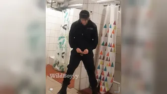 Young Security Guard Strips and Jerks Off in Locker Room